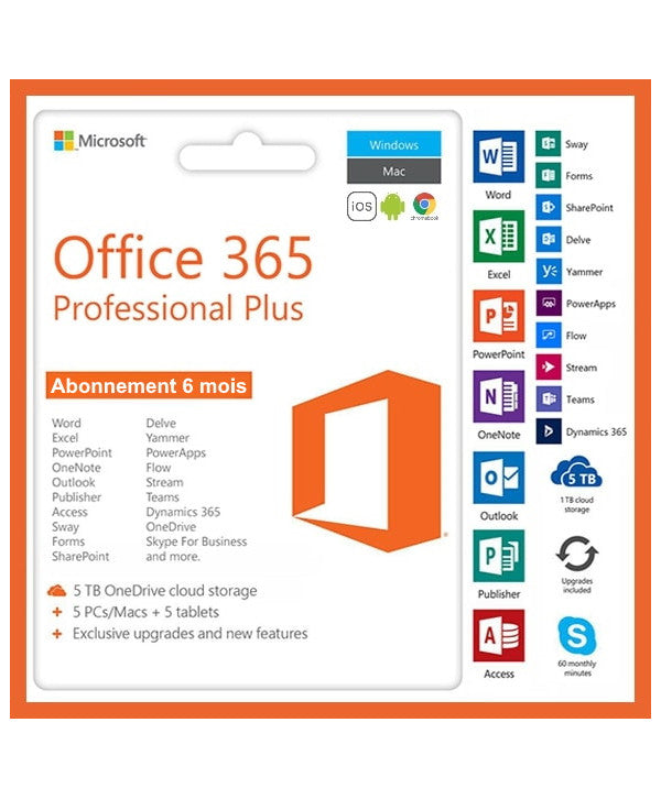 Office 365 (PC, Mac, Android, iOS, Chromebook) - Valide 6-12 mois